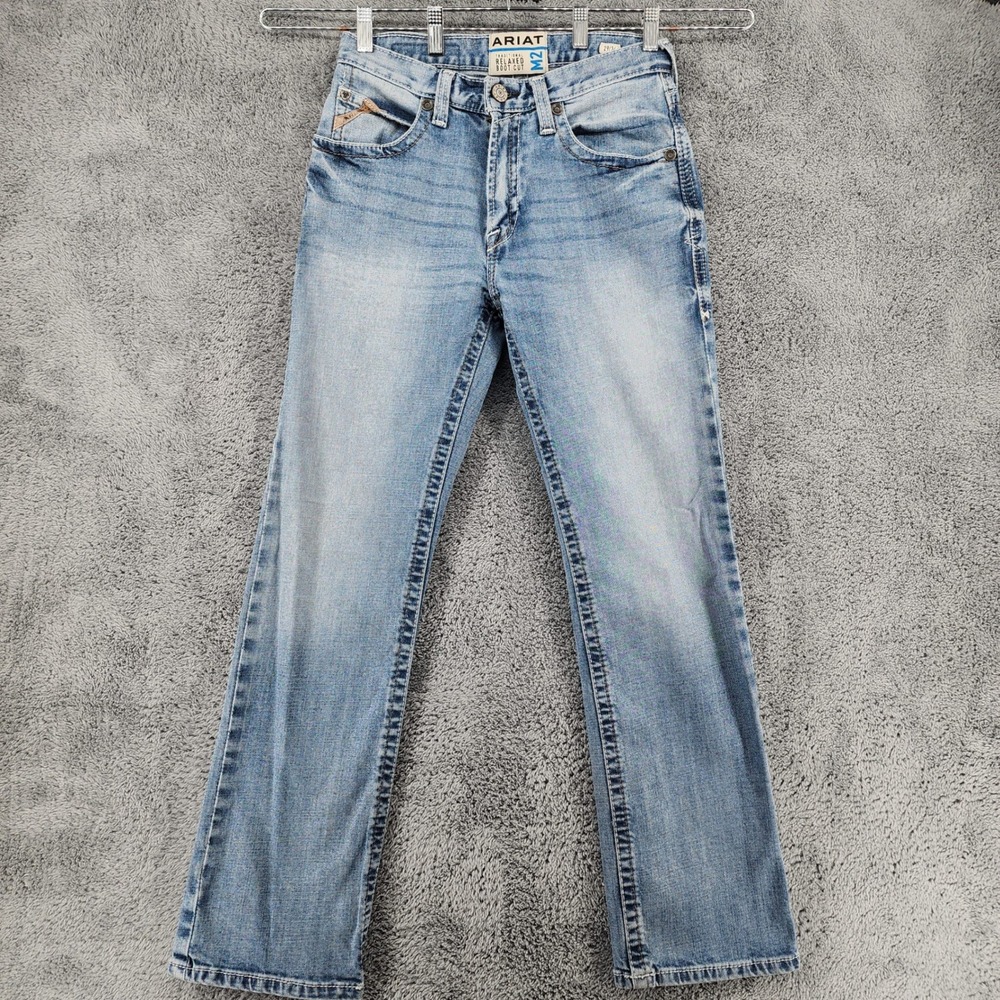 Ariat M2 Stirling Jeans Mens 29x31 [Tag 29x34] Light Wash Denim Relaxed Bootcut